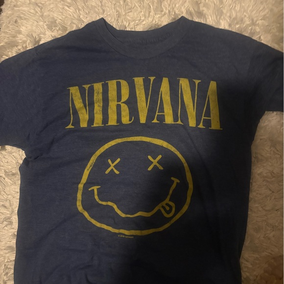 Vintage NIRVANA Navy Tee with Yellow Graphic - Picture 1 of 3